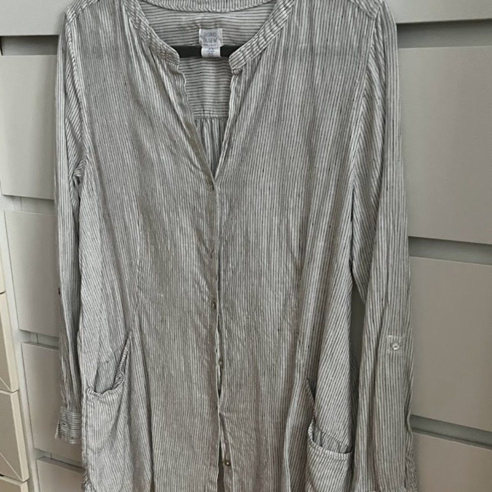 Sigrid Olsen button front linen tunic - size M 31" L - Picture 4 of 5